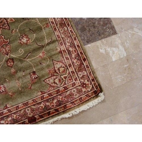 Wow Gold Green Floral Medallion Rectangle Area Rug Hand Knotted Wool Silk Carpet'