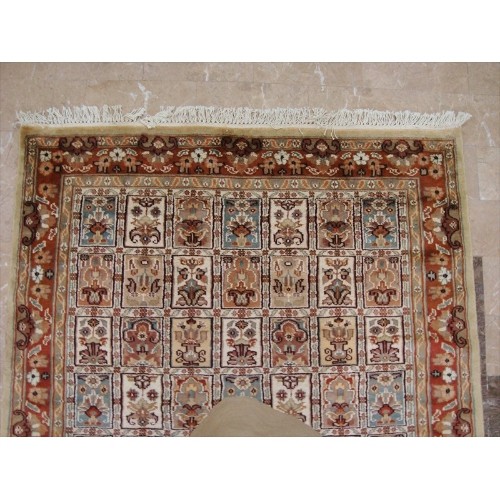Love Bakhtiari Floral Blocks Exotic Rectangle Area Rug Hand Knotted Wool Silk Carpet'