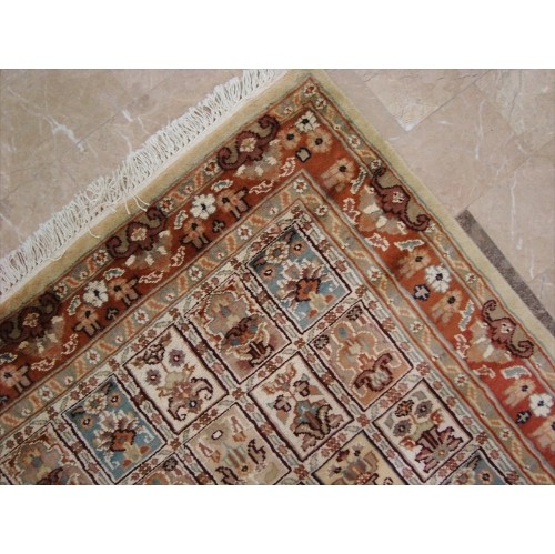Love Bakhtiari Floral Blocks Exotic Rectangle Area Rug Hand Knotted Wool Silk Carpet'