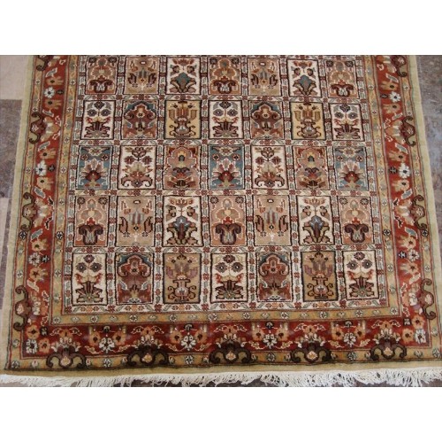 Love Bakhtiari Floral Blocks Exotic Rectangle Area Rug Hand Knotted Wool Silk Carpet'