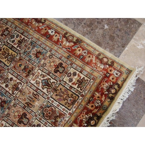 Love Bakhtiari Floral Blocks Exotic Rectangle Area Rug Hand Knotted Wool Silk Carpet'
