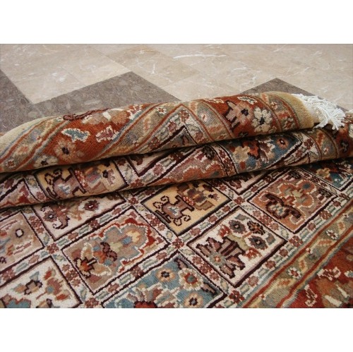 Love Bakhtiari Floral Blocks Exotic Rectangle Area Rug Hand Knotted Wool Silk Carpet'
