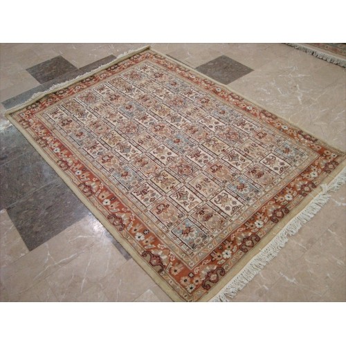 Love Bakhtiari Floral Blocks Exotic Rectangle Area Rug Hand Knotted Wool Silk Carpet'