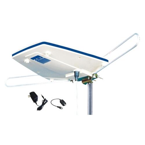 AMX Outdoor Amplified Antenna with 2 Outputs for TV or FM Radio HDTV ATSC VHF and UHF Signals