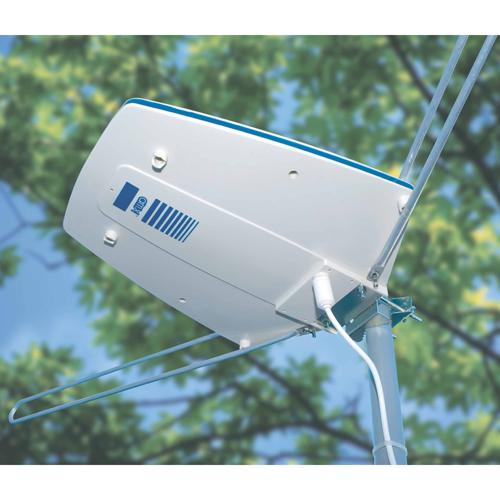 AMX Outdoor Amplified Antenna with 2 Outputs for TV or FM Radio HDTV ATSC VHF and UHF Signals