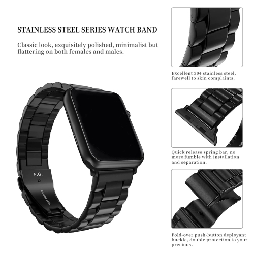 Stainless Steel Metal Band Bracele with Folding Clasps for Apple Watch 42mm 44mm 45mm Series 8 7 6 5 4 3 2 1 & iWatch SE and SE 2