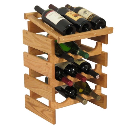 12 Bottle Dakota Wine Rack with Display Top Light Oak WRD33LO