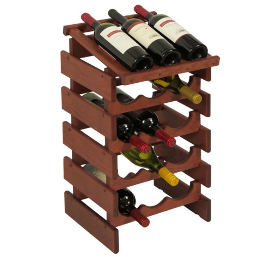 15 Bottle Dakota Wine Rack with Display Top Mahogany