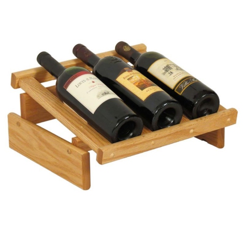 WOODEN MALLET 3 Bottle Dakota Wine Displaylight Oak