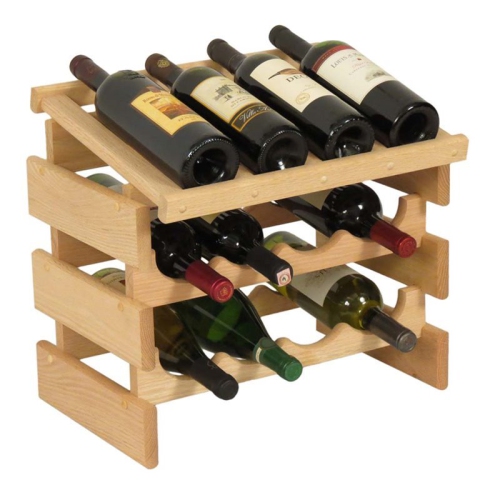 WOODEN MALLET  12 Bottle Dakota Wine Rack With Display Top Unfinished Wrd42Un