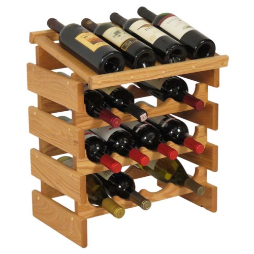 16 Bottle Dakota Wine Rack with Display Top Light Oak