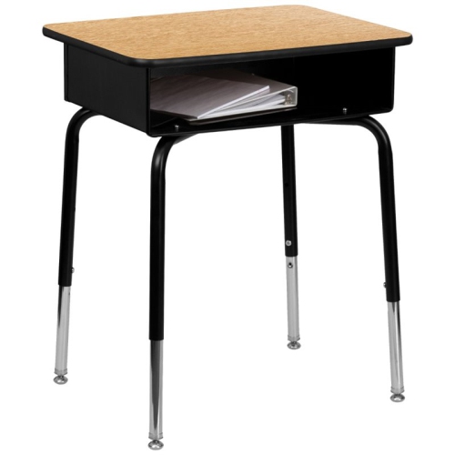 FLASH FURNITURE  Classroom Desk With Open Front Book Box In Natural And Black I don’t have room in my kitchen, so this is going in my dining area And I can store the sheet trays in the little drawer underneath