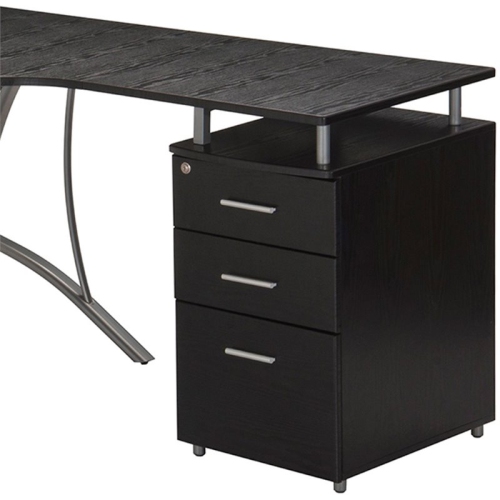 Techni Mobili L Shape Corner desk with File Cabinet in Dark Espresso