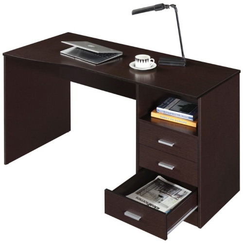 Techni Mobili Classy Computer Desk with 3 Drawers in Espresso
