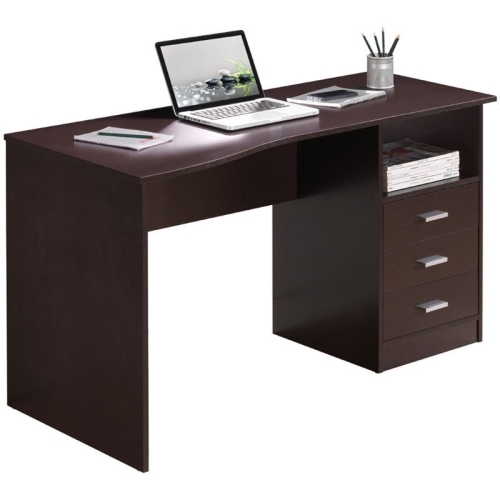 Techni Mobili Classy Computer Desk with 3 Drawers in Espresso