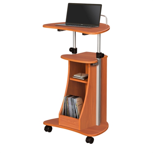 Techni Mobili Rolling Laptop Cart with Storage Wood Grain
