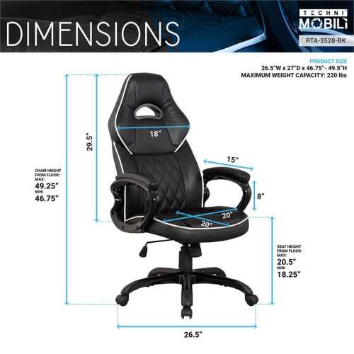 Techni Mobili Sport Race Chair in Black