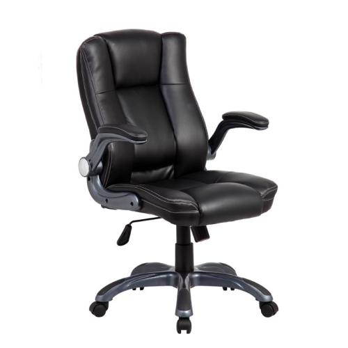 Techni Mobili Medium Back Manager Chair with Flip-up Arms in Black