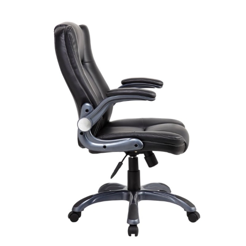 Techni Mobili Medium Back Manager Chair with Flip-up Arms in Black