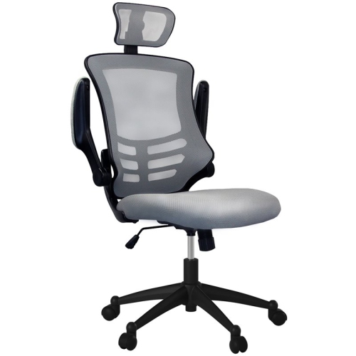 Techni Mobili Executive High Back Office Chair with Headrest in Silver Grey