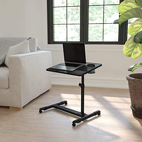 FLASH FURNITURE Black Adjustable Height Steel Mobile Computer Desk [Nan-Jg-06B-Bk-Gg] Adjustable desk