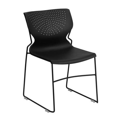 FLASH FURNITURE Hercules Series 661 Lb Capacity Black Full Back Stack Chair With Black Frame [Rut-438-Bk-Gg] Higher weight rating than most similar chairs