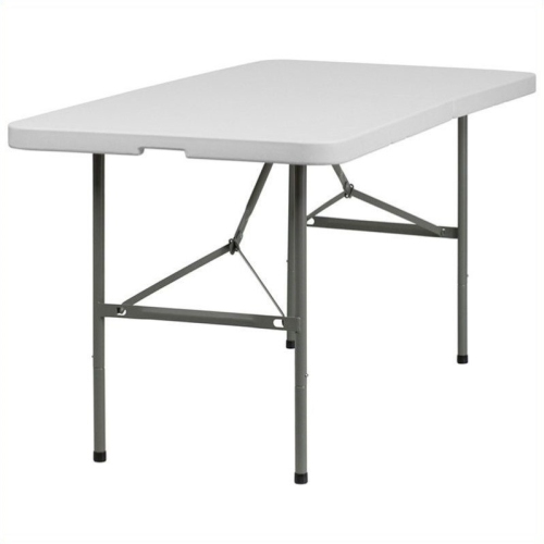 FLASH FURNITURE Elon 5-Foot Bi-Fold Granite White Plastic Folding Table Compacts for easy storage, much better than the standard folding tables