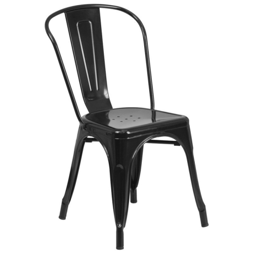 FLASH FURNITURE  Metal Stackable Dining Side Chair In Black