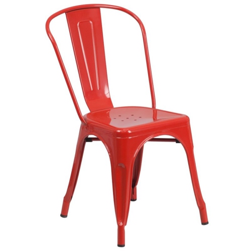 FLASH FURNITURE  Metal Stackable Dining Side Chair In In Red