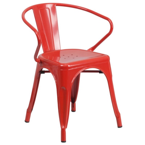 FLASH FURNITURE  Metal Stackable Dining Arm Chair In In Red