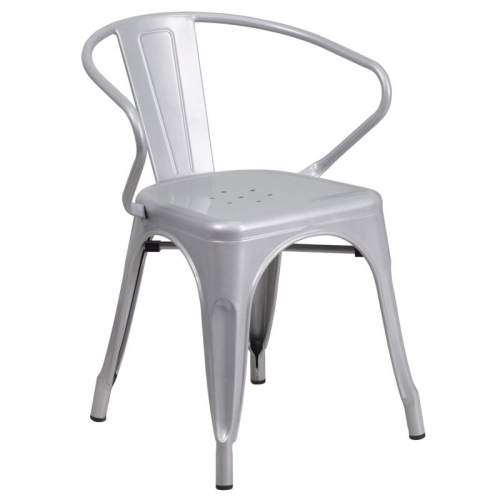 FLASH FURNITURE  Metal Stackable Dining Arm Chair In Silver I looked a very long time for the perfect table and chair set