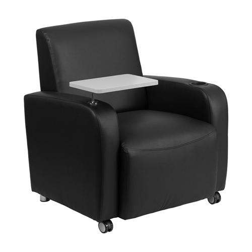 FLASH FURNITURE Black Leather Guest Chair With Tablet Arm, Front Wheel Casters And Cup Holder [Bt-8217-Bk-Cs-Gg] Love These Chairs