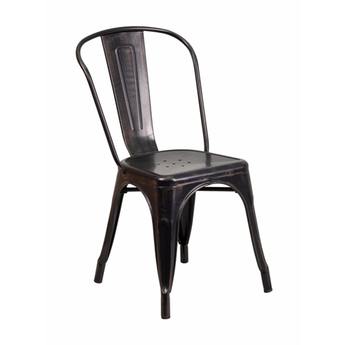 FLASH FURNITURE  Black-Antique Metal Indoor-Outdoor Stackable Chair [Ch-31230-Bq-Gg] In Gold