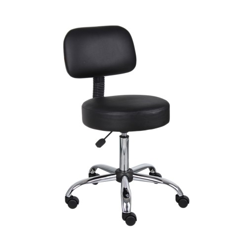 Boss Office Products Boss Black Caressoft Medical Stool with Back Cushion