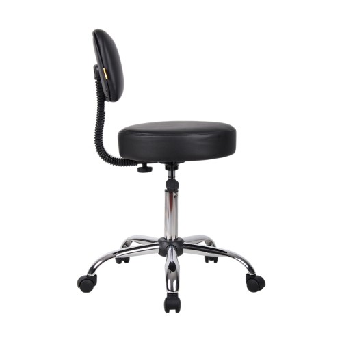 Boss Office Products Boss Black Caressoft Medical Stool with Back Cushion