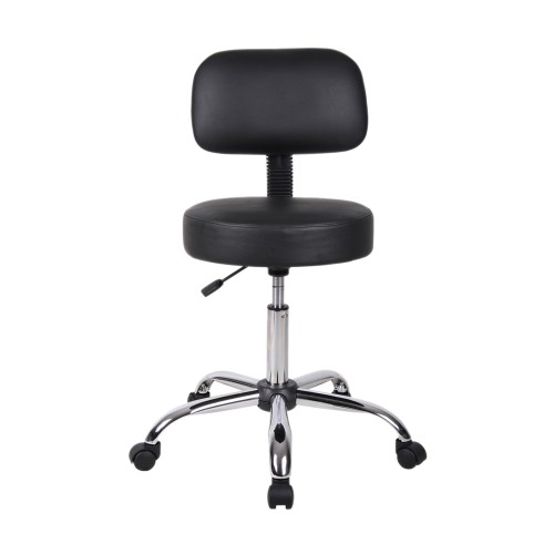 Boss Office Products Boss Black Caressoft Medical Stool with Back Cushion