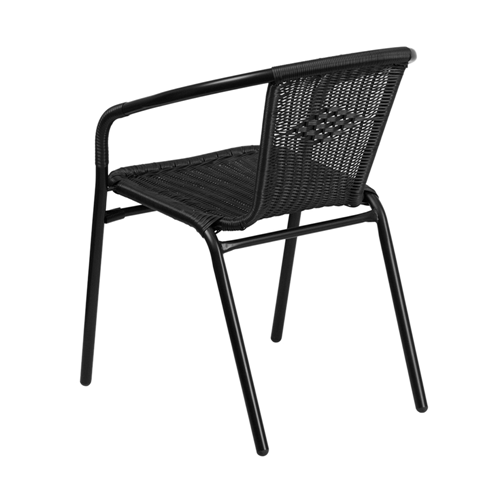 Black Rattan Indoor-Outdoor Restaurant Stack Chair