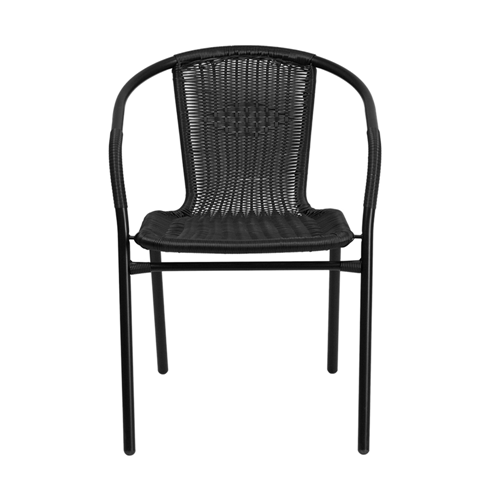 Black Rattan Indoor-Outdoor Restaurant Stack Chair