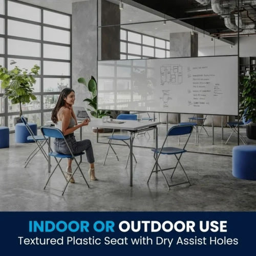 HERCULES Series 650 lb. Capacity Premium Blue Plastic Folding Chair