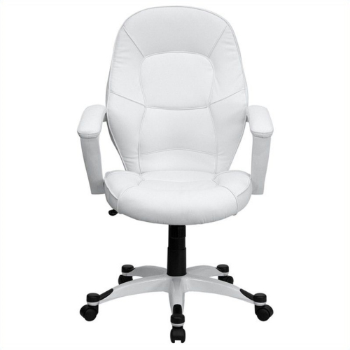 FLASH FURNITURE  Mid-Back Leather Executive Office Chair In In White Comfortable And Attractive White Chair