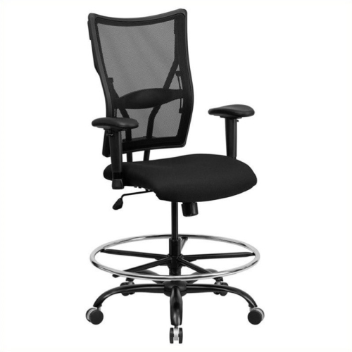 FLASH FURNITURE  Hercules Mesh Drafting Chair With Arms In Black The chair also is very comfortable with great support for the back and arms