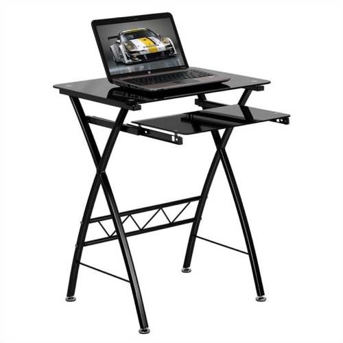 Flash Furniture – Bureau d’ordinateur en verre trempé noir