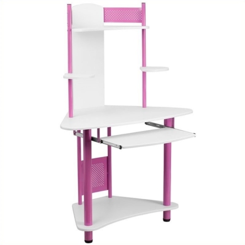 FLASH FURNITURE  Corner Computer Desk With Hutch In In Pink