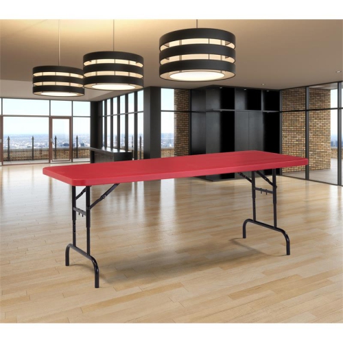 Adjustable Height Folding Table Red- 30" x 72" x 1 3/4"