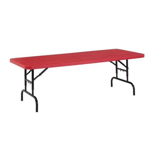 Adjustable Height Folding Table Red- 30" x 72" x 1 3/4"