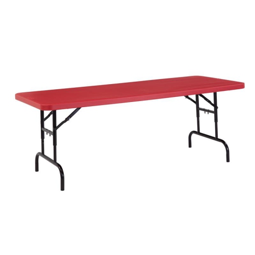 Adjustable Height Folding Table Red- 30" x 72" x 1 3/4"