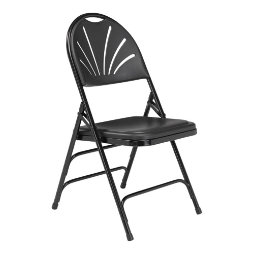 NATIONAL PUBLIC  Polyfold Fan Back Chair Triple Brace Double Hinge - 4 Pack In Black