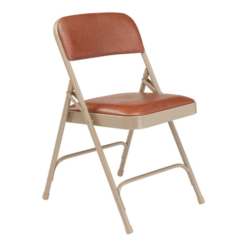 NATIONAL PUBLIC Vinyl Upholstered Premium Folding Chair Brown - 4 Pack