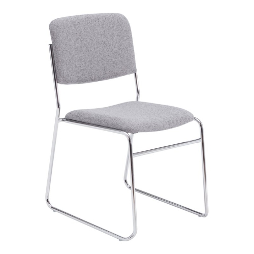 NATIONAL PUBLIC 8600 Signature Fabric Padded Stack Chair Fabric Color: Grey, Frame Color: Chrome