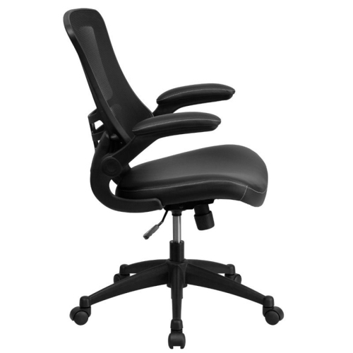 Flash Furniture Mid Back Mesh Leather Office Chair in Black | Best